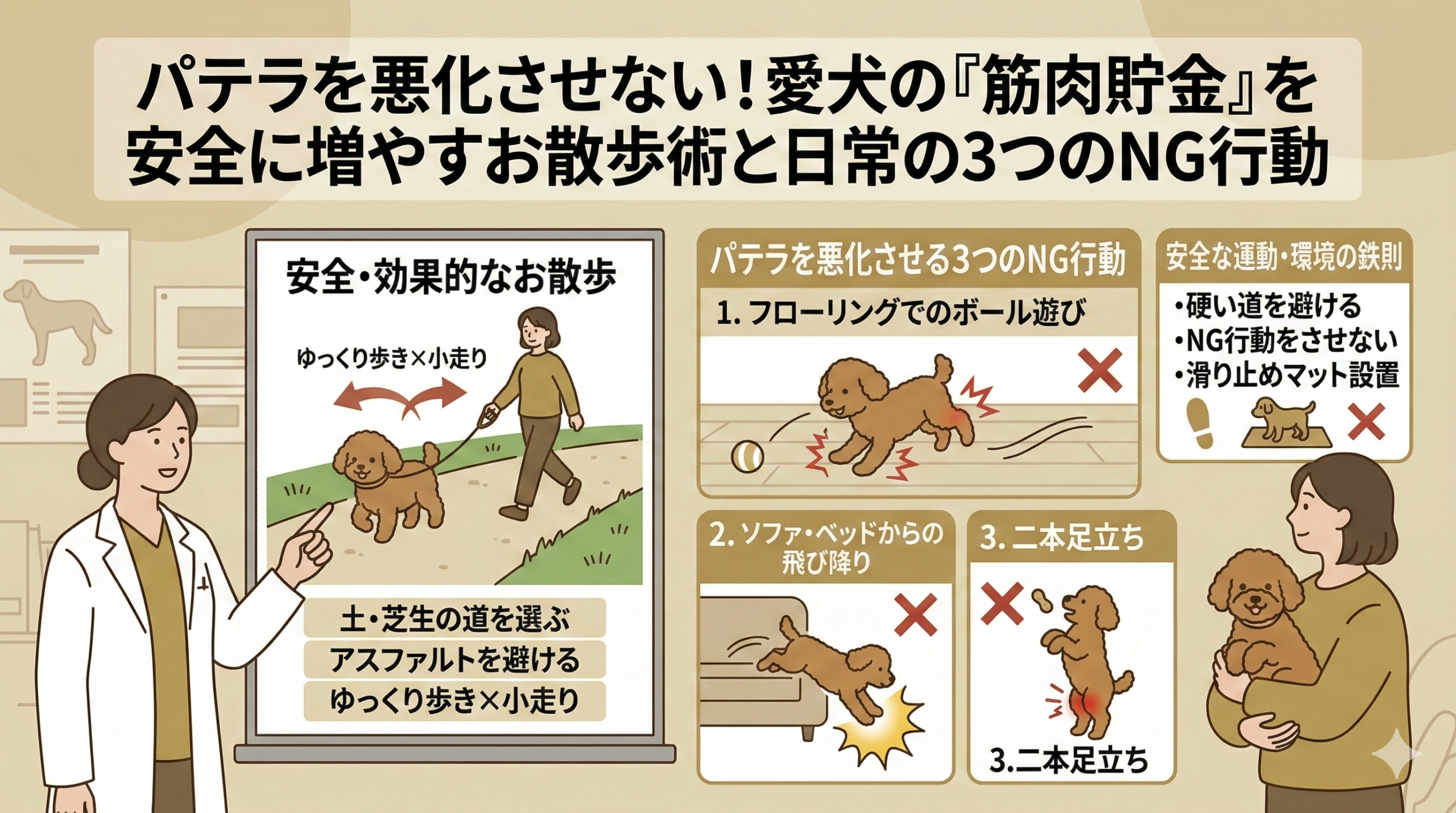 パテラを悪化させない！愛犬の「筋肉貯金」を安全に増やすお散歩術と日常の3つのNG行動